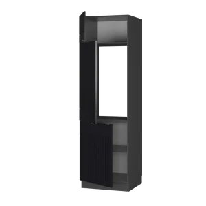 Kühlumbauschrank Fame-Line Schwarz gestreift 60 cm livinity®