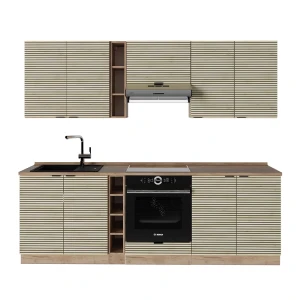 Küchenzeile Fame-Line Eiche Paneel/Goldkraft Eiche 235 cm , AP Eiche Vicco