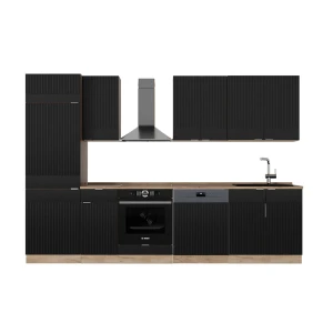 Køkkenrække Fame-Line Sortstribet/gyldent egetræ 300 cm , BP Eg Vicco