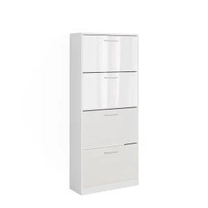 Le basculeur à chaussures Gizmo blanc/blanc brillant 59x137cm avec 4 compartiments Vicco