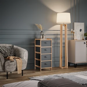 Kommode Bruno Grau 34.5 x 86 cm mit 4 Stoffschubladen livinity®