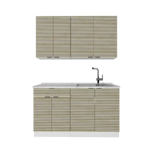 Yhden hengen keittiö Fame-Line Tammipaneeli/valkoinen 140 cm ilman työtasoa Vicco