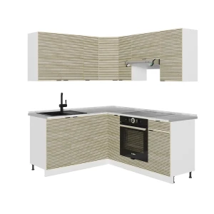 Hjørnekøkken Fame-Line Egetræspanel/hvid 190 x 46 cm uden bordplade Vicco