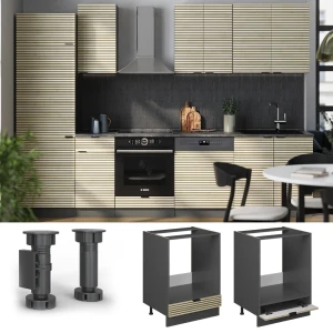 Herdumbauschrank Fame-Line Eiche Paneel 60 cm , AP Marmor livinity®