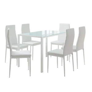 Spisebordssæt Grand Hvid 120 x 75 cm med 6 stole Vicco