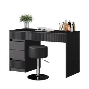 Schminktisch Omira Schwarz 120 cm mit Hocker Vicco