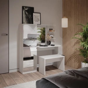 Frisierkommode Jasmin Weiß 123 x 141.2 cm mit Bank livinity®