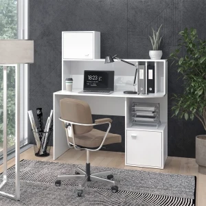 Schreibtisch Alwin Weiß 115 x 55 cm mit 2 Türen livinity®