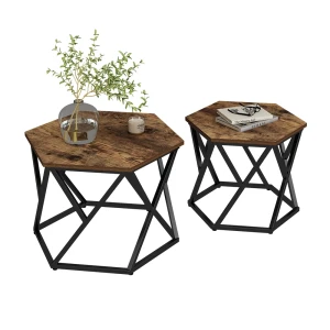 Zestaw stolików kawowych Fyrk Rustykalny dąb 57 x 57 cm 2 części Vicco