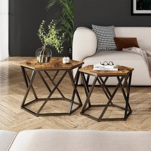 Couchtisch-Set Fyrk Eiche rustikal 57 x 57 cm 2er-Set livinity®