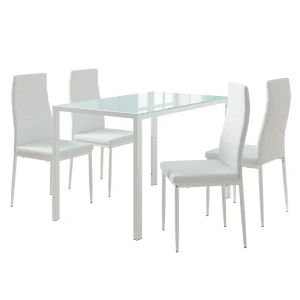 Spisebordssæt Grand Hvid 120 x 75 cm med 4 stole Vicco