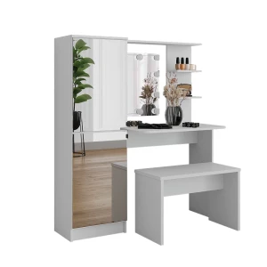 Toiletbord Jasmin Hvid 123 cm med LED-belysning og bænk Vicco