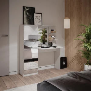 Frisierkommode  Jasmin Weiß 123 x 141.2 cm mit LED-Beleuchtung livinity®