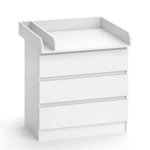 Commode à langer Emma Blanc 80x87cm avec 3 tiroirs Vicco
