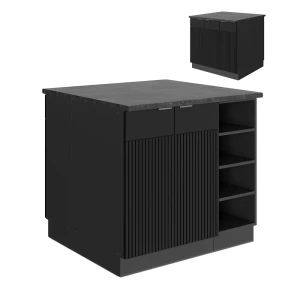 Køkkenø Fame-Line Sort stribet 90 cm uden bordplade Vicco