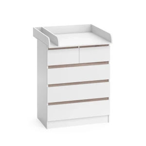 Commode à langer Emma Blanc/Sonoma 80x110.2cm avec 5 tiroirs Vicco