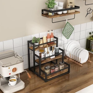Küchenregal Fyrk Eiche rustikal 33 x 34 cm mit 3 offenen Fächern livinity®