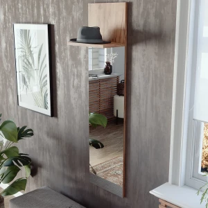 Wandgarderobe Siri Goldkraft Eiche 36 x 135 cm mit Spiegel livinity®