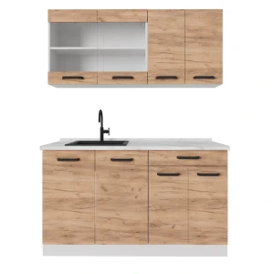 Pojedyncza kuchnia R-Line Gold power dąb/biały 140 cm BP Antracyt Vicco