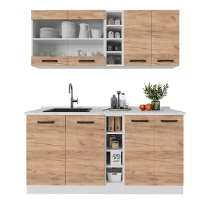 Singlekøkken R-Line Gold power eg/hvid 160 cm BP Marmor Vicco