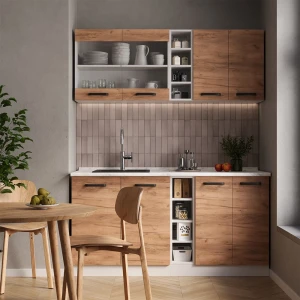 Singleküche R-Line Goldkraft Eiche/Weiß 160 cm ohne Arbeitsplatte livinity®