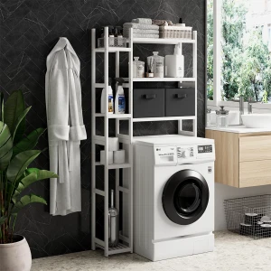 Waschmaschinenschrank Bilbao Weiß 78.5 x 163 cm mit 2 Vliesschubladen livinity®