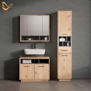 Badmöbel-Set Temo Artisan-Eiche 3 Teile, mit Hochschrank livinity®