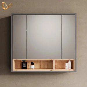 Badspiegelschrank Temo Anthrazit 80 x 72 cm livinity®