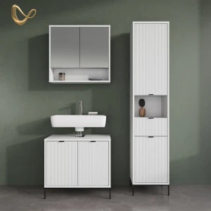 Badmöbel-Set ATERNO Weiß 3 Teile, mit Hochschrank livinity®