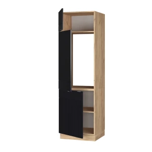 Kühlumbauschrank Fame-Line Schwarz gestreift 60 cm livinity®