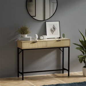 Konsolentisch Lennox Eiche 100 x 75 cm mit 2 Schubladen livinity®