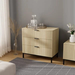 Kommode  Lennox Eiche 72 x 69 cm mit 3 Schubladen livinity®