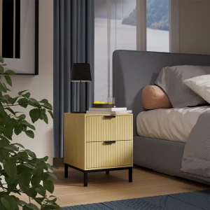 Nachttisch Lennox Eiche 40 x 52 cm mit 2 Schubladen livinity®