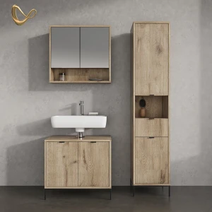 Badmöbel-Set ATERNO Viking Oak 3 Teile, mit Hochschrank livinity®