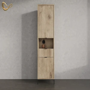 Badschrank ATERNO Viking Oak 40 x 190 cm mit Tür und Schublade livinity®