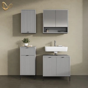 Badmöbel-Set ATERNO Grau 4 Teile livinity®