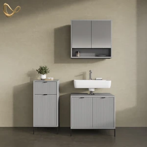 Badmöbel-Set ATERNO Grau 3 Teile livinity®