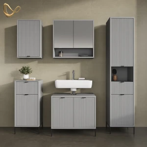 Badmöbel-Set ATERNO Grau 5 Teile livinity®