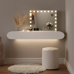 Schminktischspiegel  Greta Weiß 80 x 61 cm mit LED-Beleuchtung livinity®