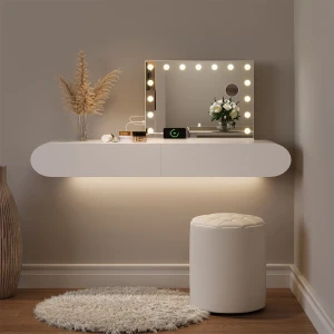 Schminktischspiegel  Greta Weiß 58 x 47 cm mit LED-Beleuchtung livinity®