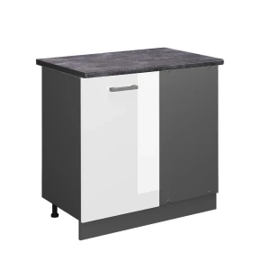Hjørneskab R-Line Hvid højglans 86 cm , BP Antracit Vicco