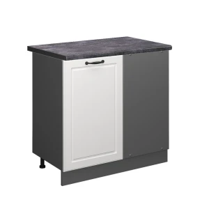 Eckunterschrank R-Line Weiß Landhaus 86 cm , AP Anthrazit Vicco