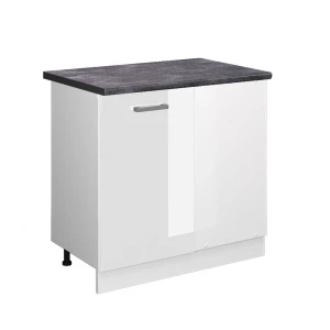 Eckunterschrank R-Line Weiß Hochglanz 86 cm , AP Anthrazit Vicco