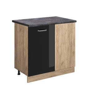 Armário baixo de canto R-Line Preto alto brilho 86 cm , AP Antracite Vicco