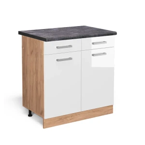 Køkkenskab R-Line Hvid højglans 80 cm , BP Antracit Vicco