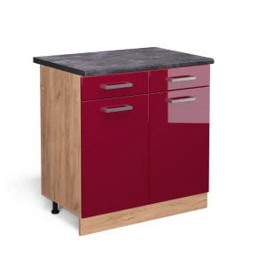 Szafka dolna do kuchni R-Line Czerwony połysk 80 cm , BP Antracyt Vicco