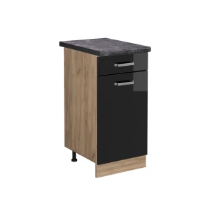 Küchenunterschrank R-Line Schwarz Hochglanz 40 cm , AP Anthrazit Vicco