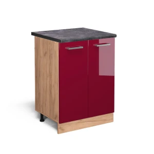 Küchenunterschrank R-Line Rot Hochglanz 60 cm , AP Anthrazit Vicco