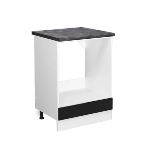 Herdumbauschrank R-Line Schwarz Hochglanz 60 cm , AP Anthrazit Vicco