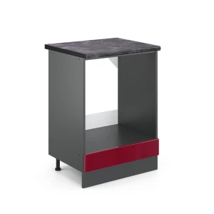 Herdumbauschrank R-Line Rot Hochglanz 60 cm , AP Anthrazit Vicco